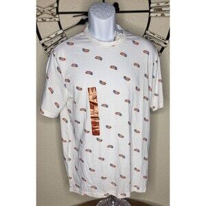 Steel And Concrete Sz Medium T Shirt All Over Print American Flag Hot Dog NWT